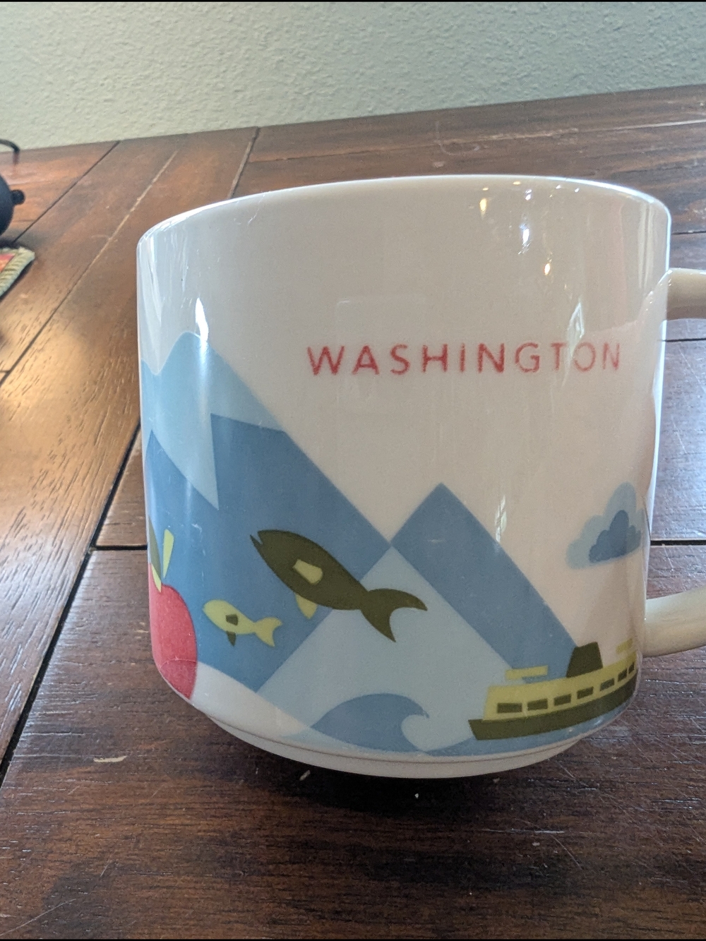 Starbucks Washington White Mug with Blue Mountain and Green Ferry Accents